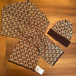 Michael Kors MK Monogram Hat and Scarf Set